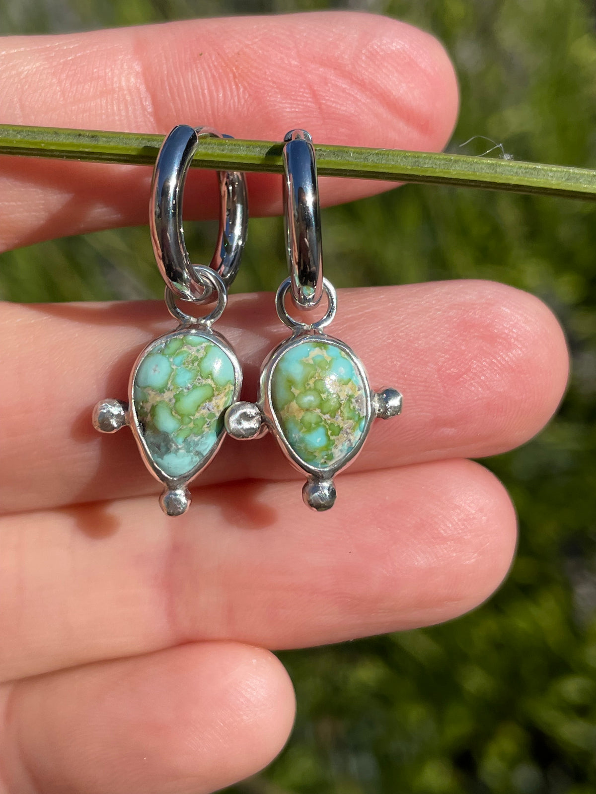 Sonoran Gold Turquoise Huggie Hoop Earrings