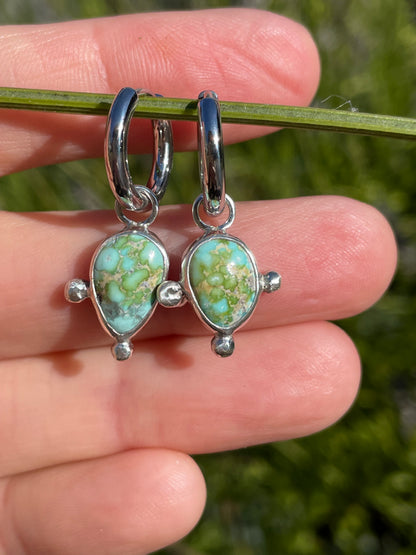 Sonoran Gold Turquoise Huggie Hoop Earrings