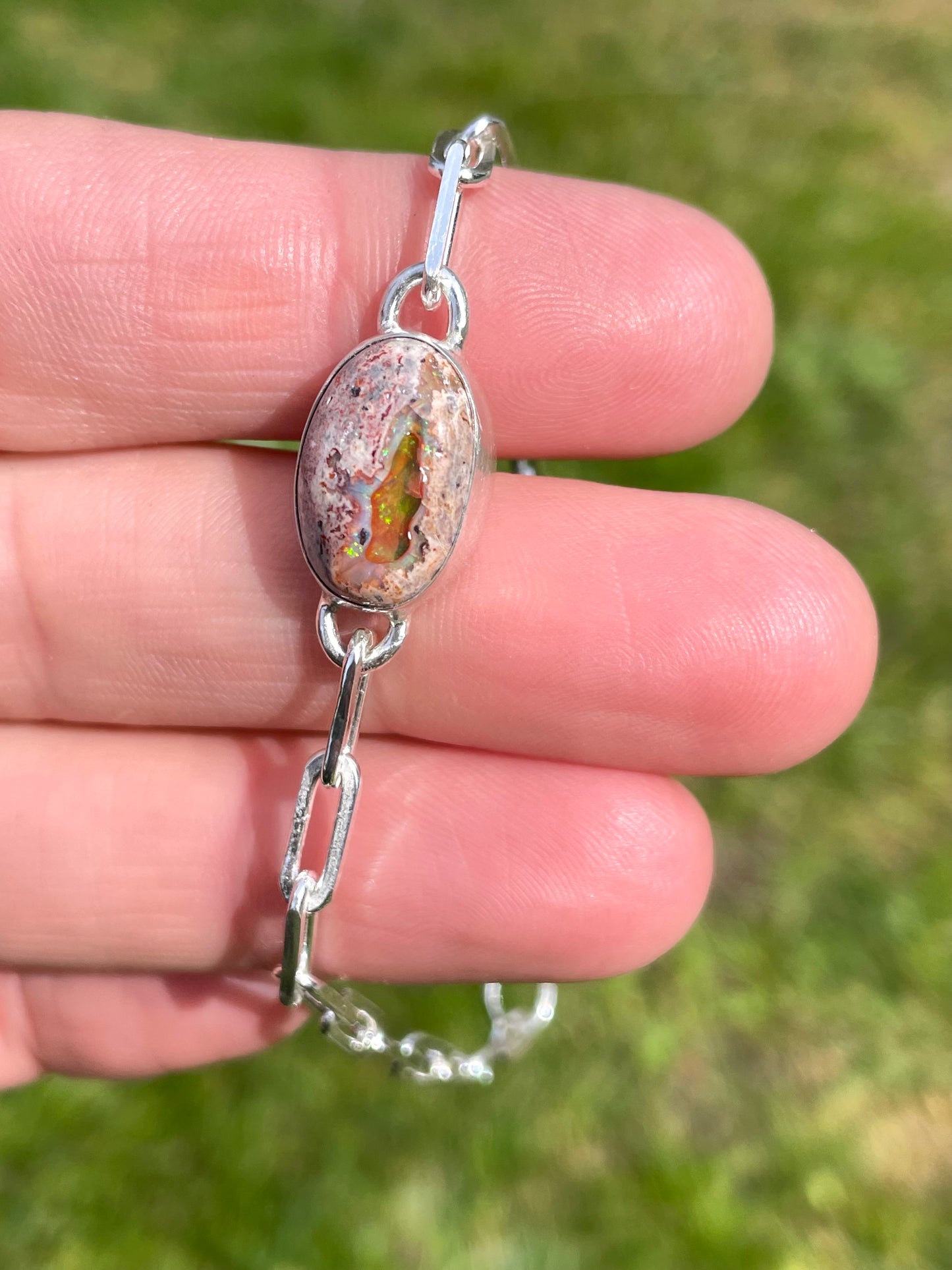 Mexican Fire Opal Chain Bracelet