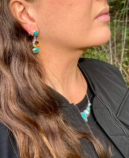 Turquoise and Montana Agate stud Earrings