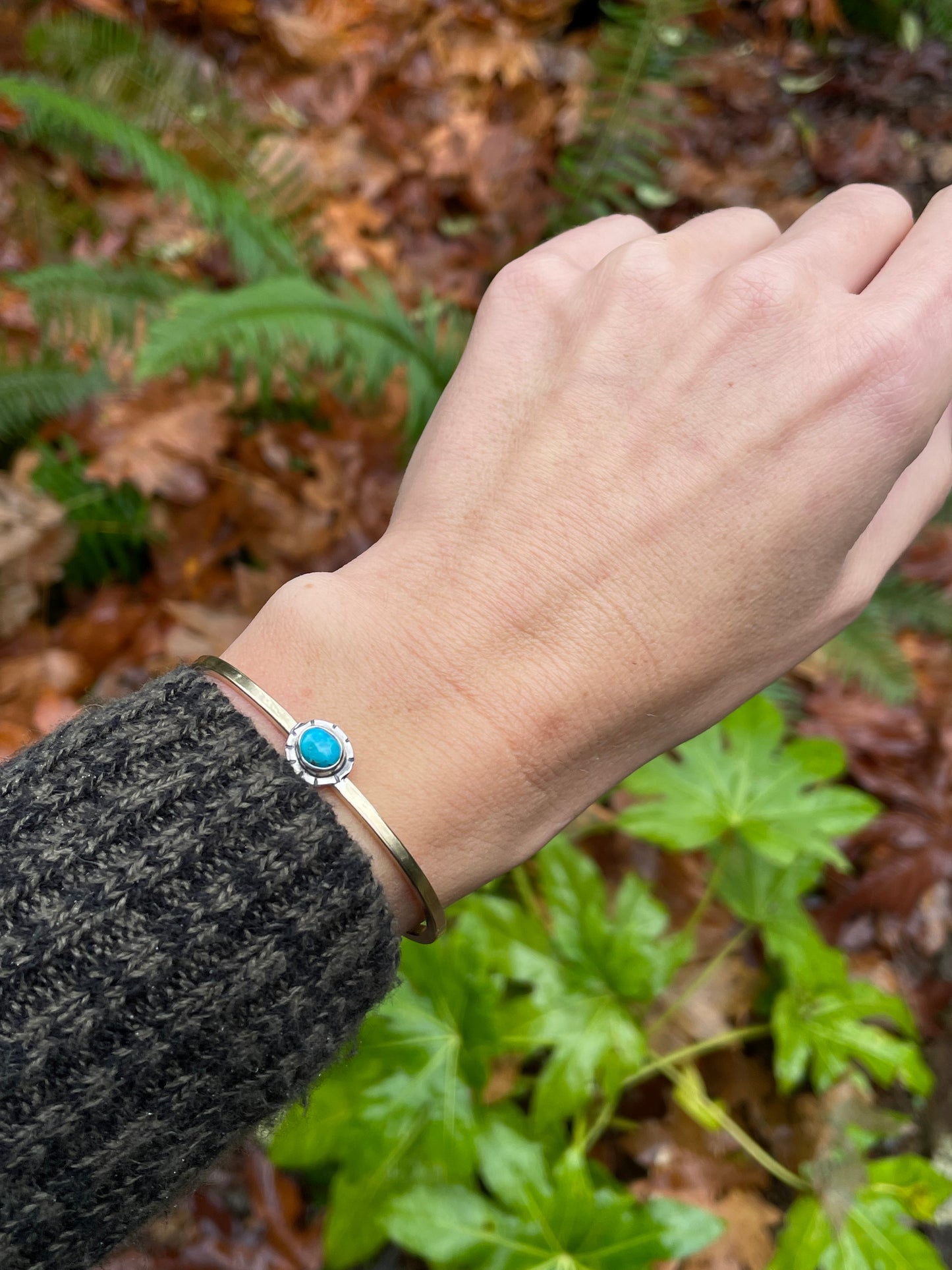 Mixed metal Turquoise Cuff 5