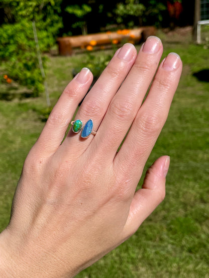 Opal and Turquoise split ring size 7-8