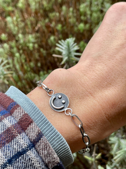 Sterling Silver Smiley Bracelet
