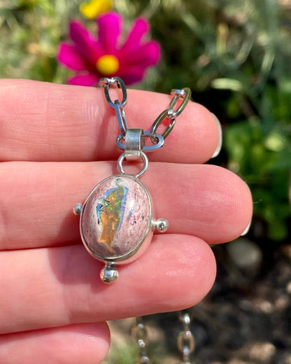 Mexican Fire Opal chain necklace 1