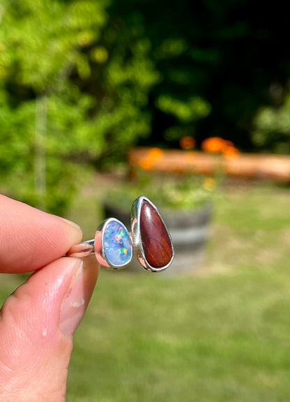 Opal and Jasper split ring size 6.5-7.5