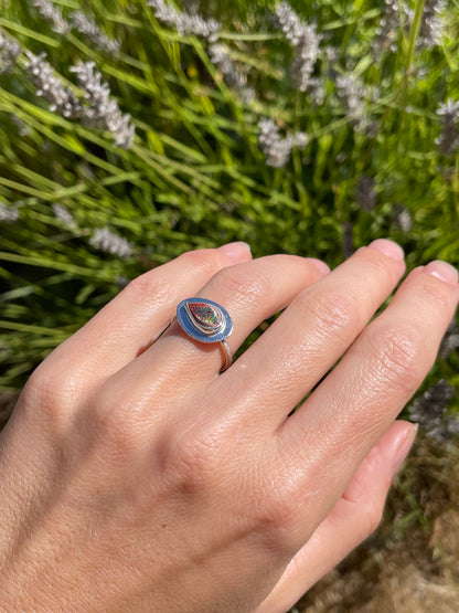 Recycled Mexican Fire Opal Ring size 6.5