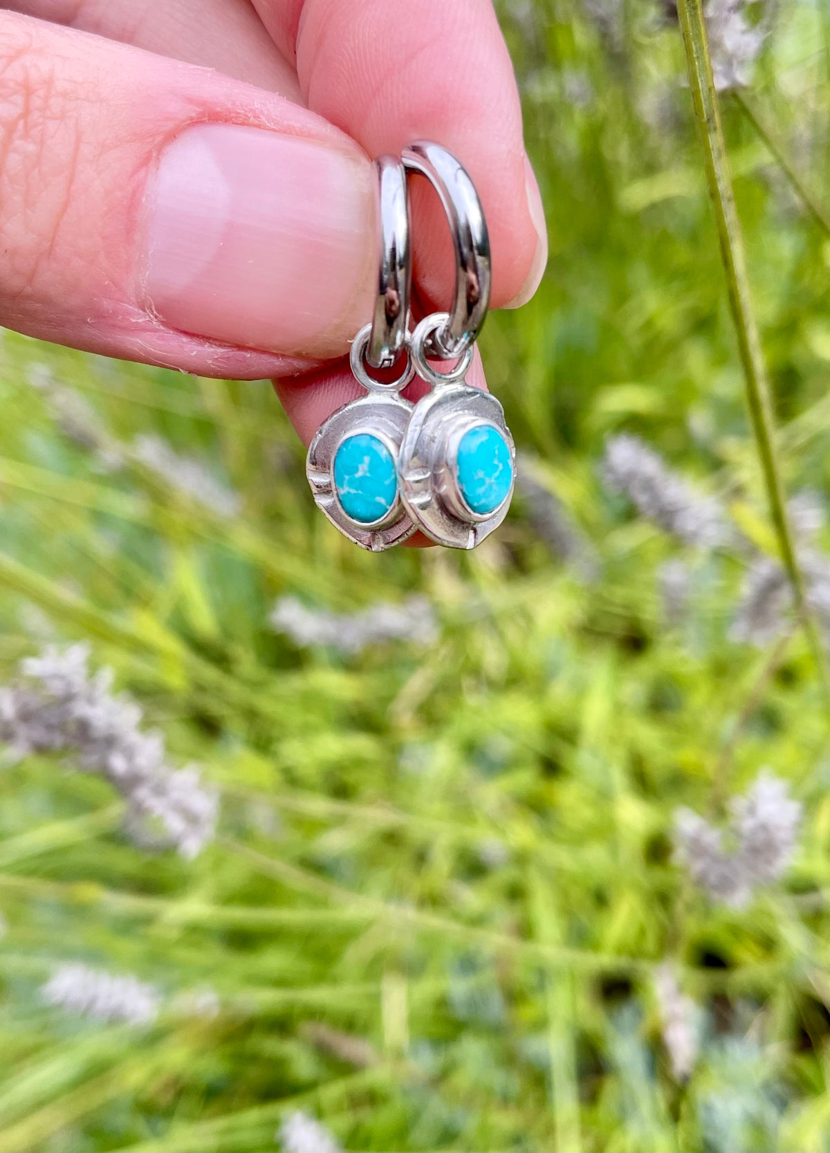 Whitewater turquoise Huggie Hoop Earrings 3