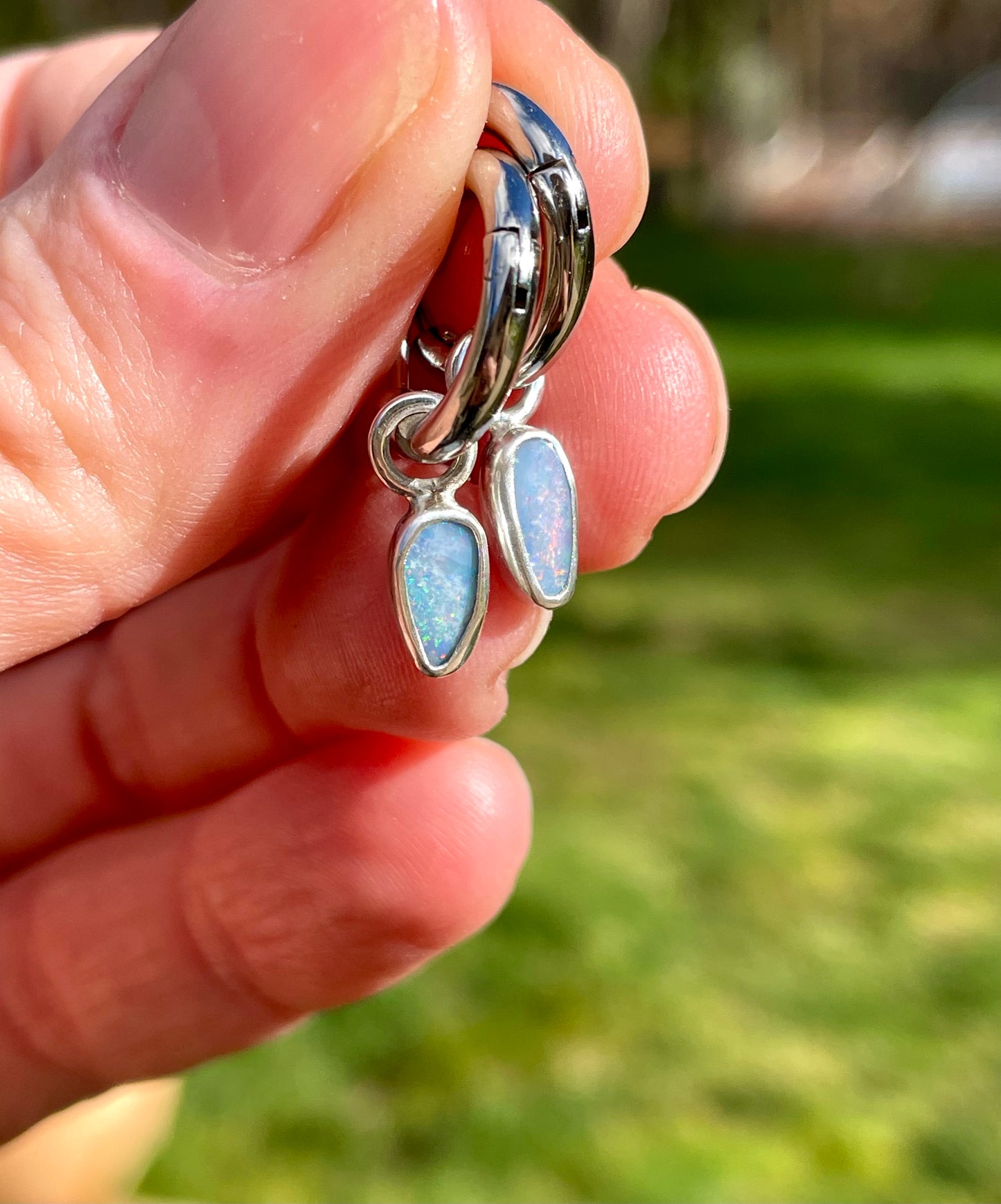 Australian Opal Huggie Hoop 2