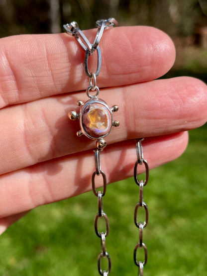 Mexican Fire Opal Chain Necklace 3