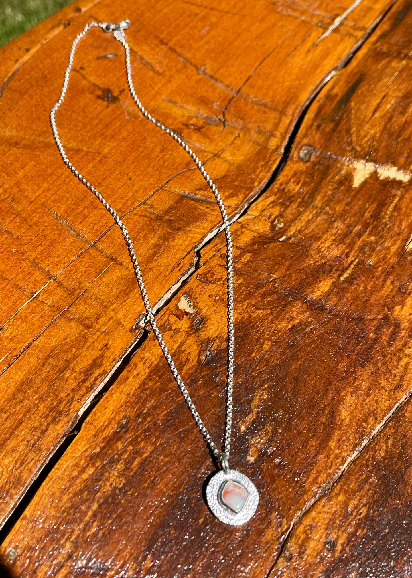 Recycled Mexican Fire Opal necklace 1