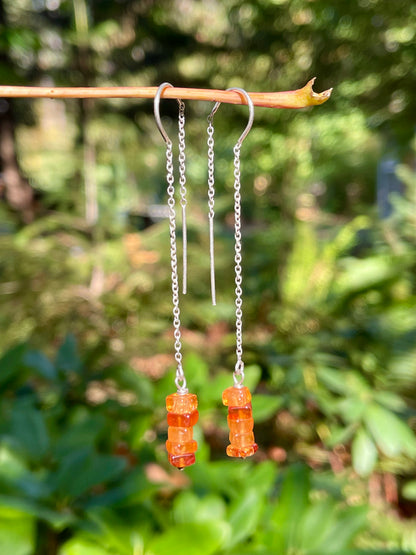 Carnelian Silver ear thread earrings