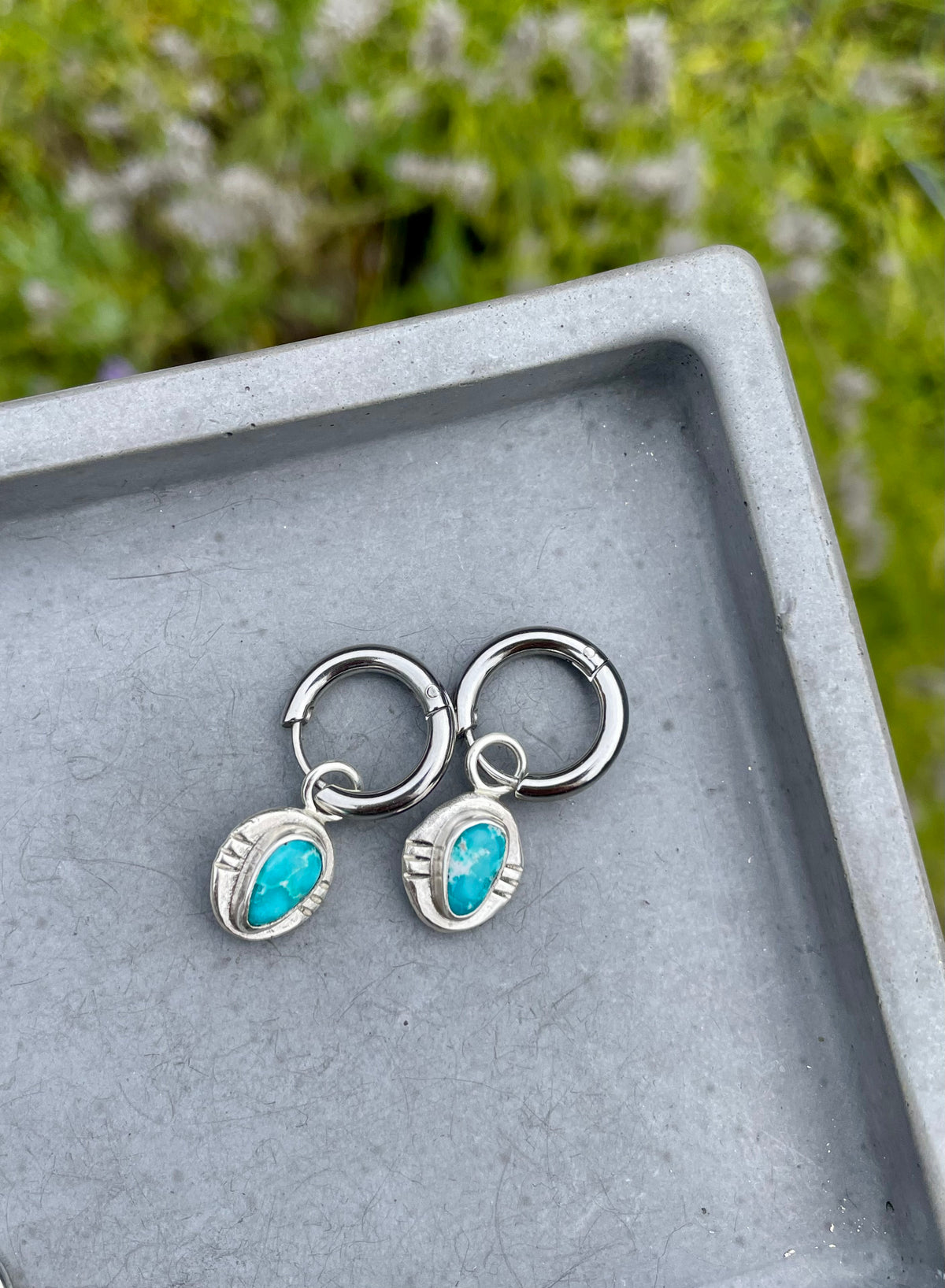 Whitewater turquoise Huggie Hoop Earrings 1
