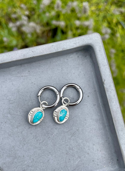 Whitewater turquoise Huggie Hoop Earrings 1