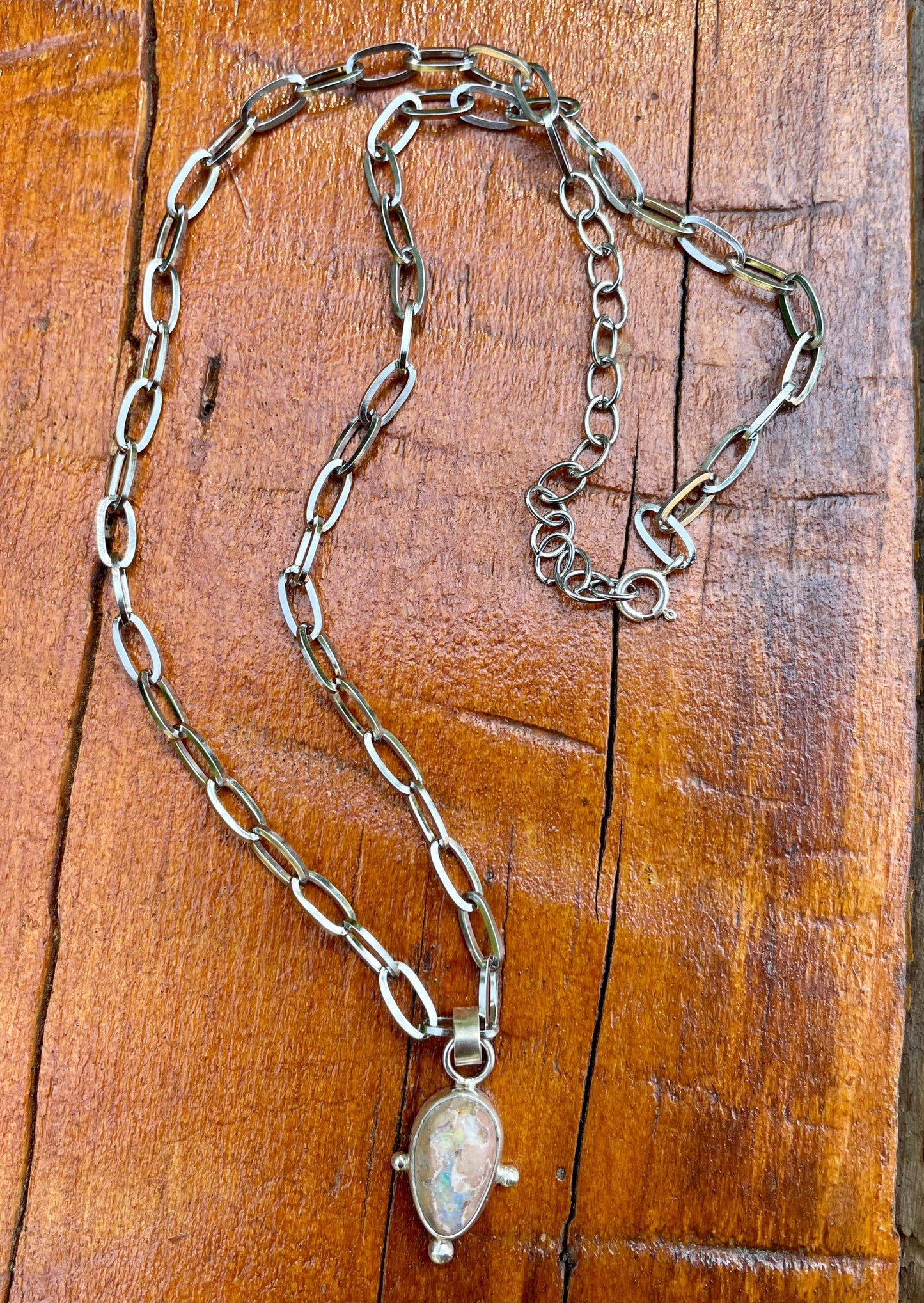 Mexican Fire Opal chain necklace 2