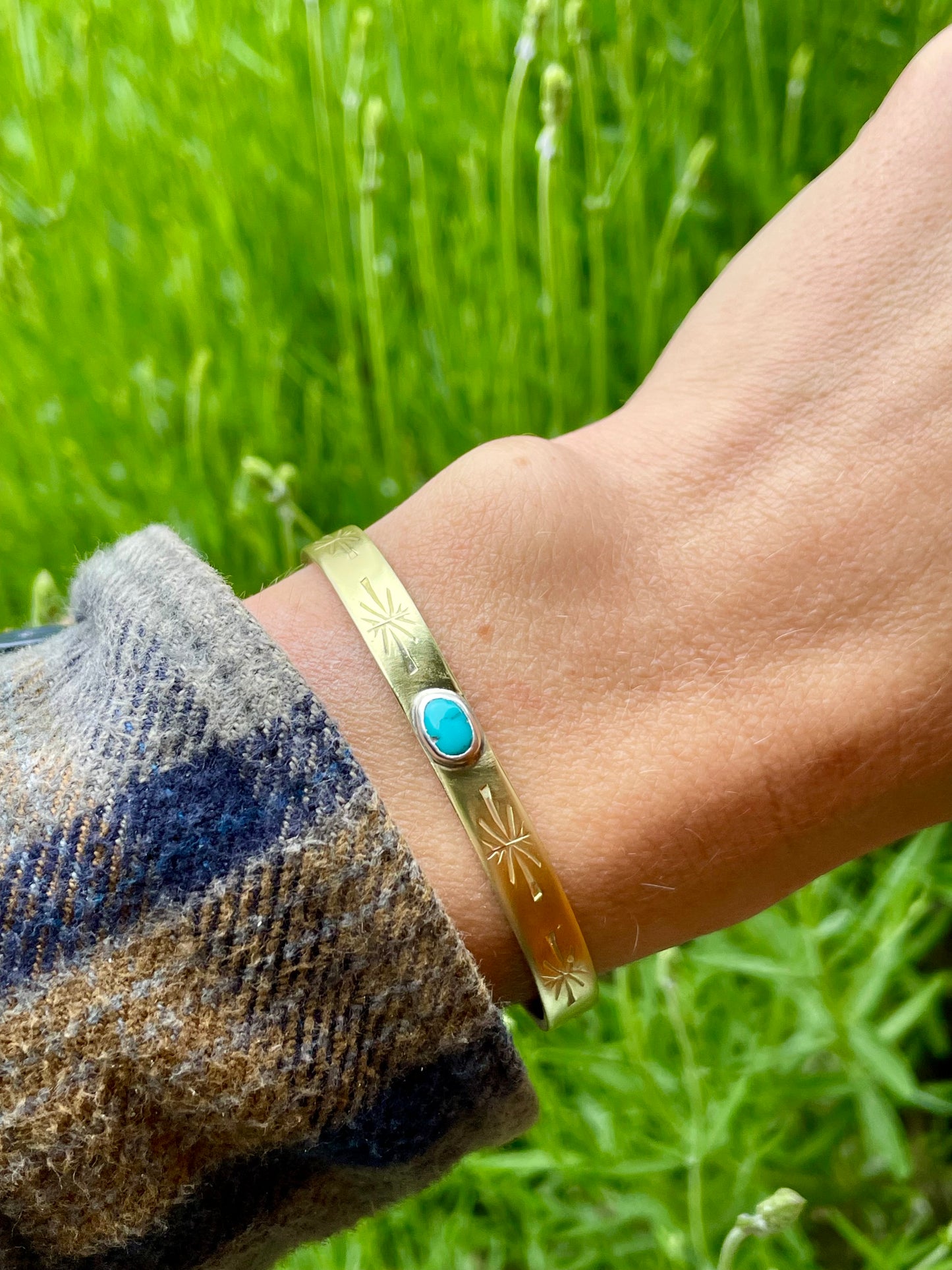 Turquoise Brass Cuff 1