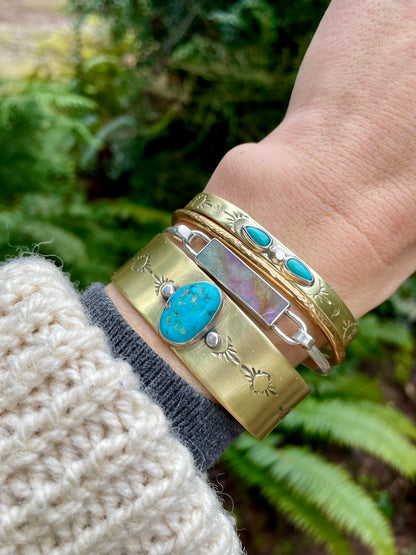 Heavy gauge Turquoise Brass Cuff