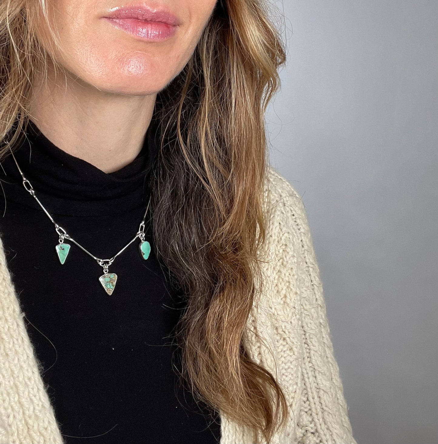 Handcrafted Chain with three Variscite 2