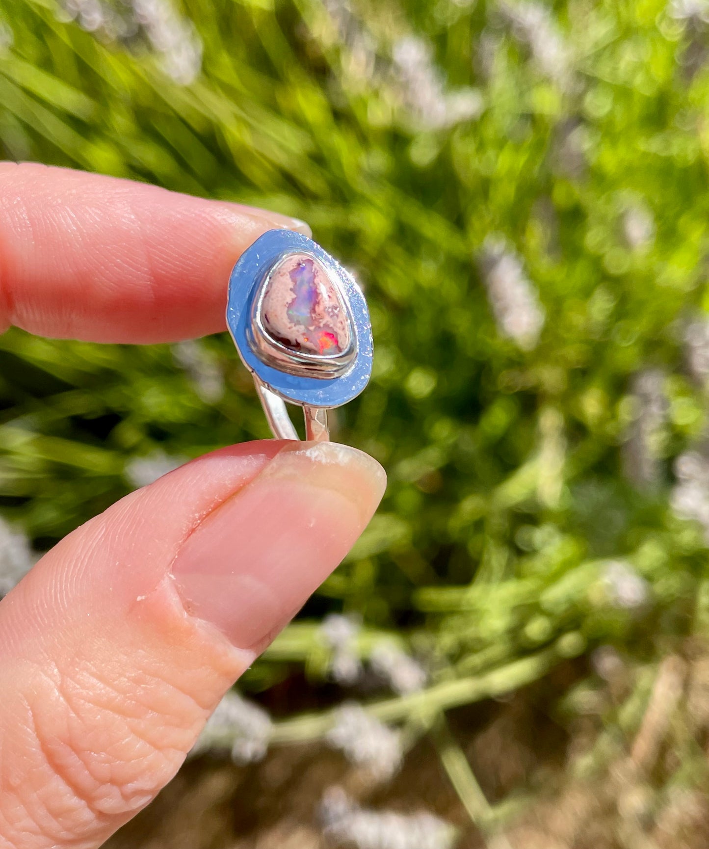 Recycled Mexican Fire Opal Ring size 7