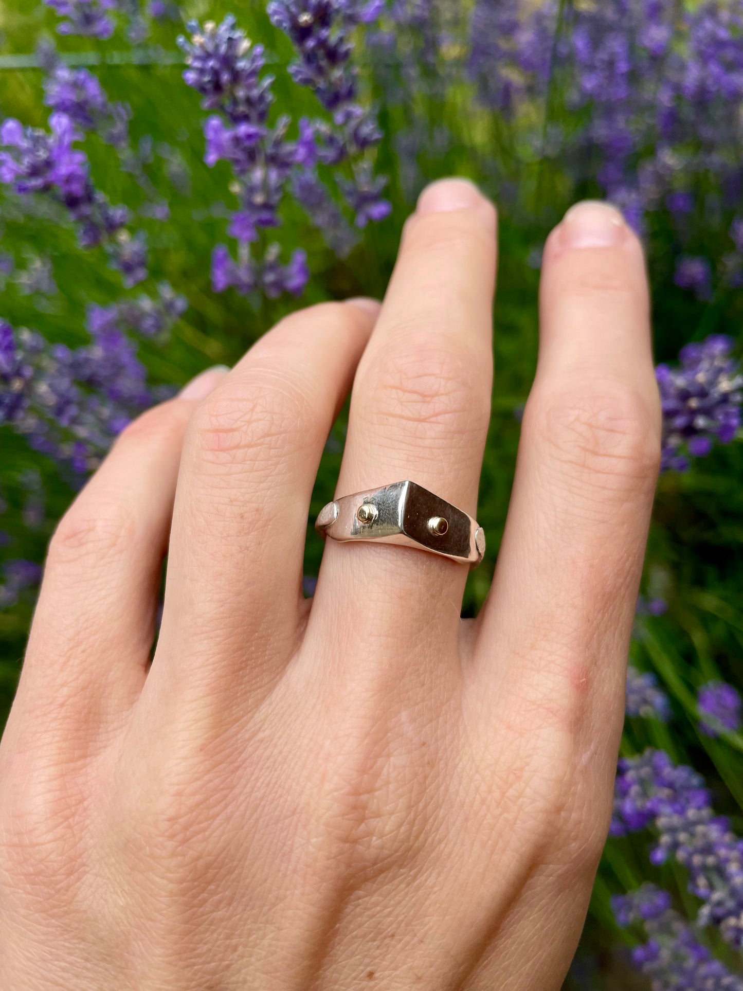 Sterling Silver and Gold detailed ring size 8