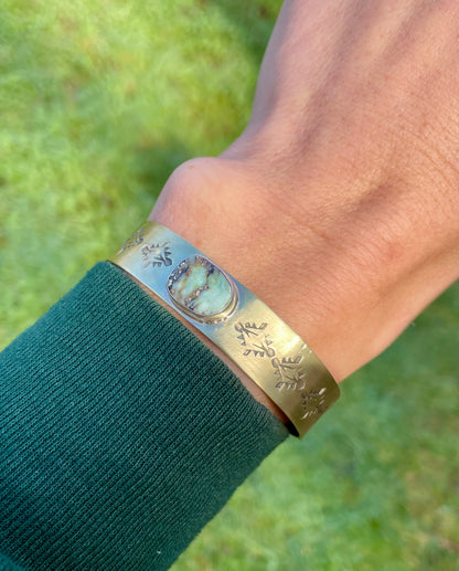 Wide Variscite Brass Cuff 3