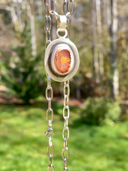 Reversible Mexican Fire Opal Pendant