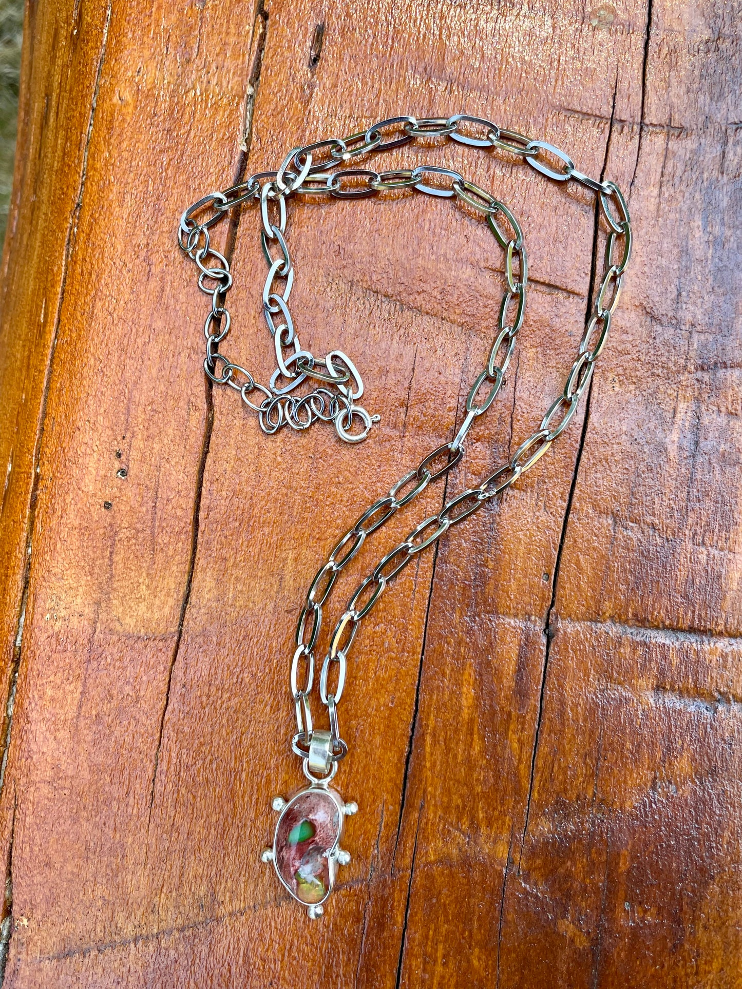 Mexican Fire Opal chain necklace 3