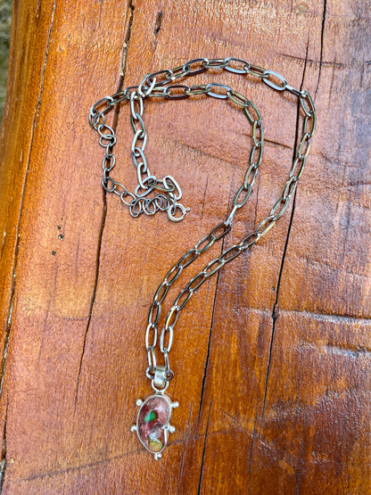 Mexican Fire Opal chain necklace 3