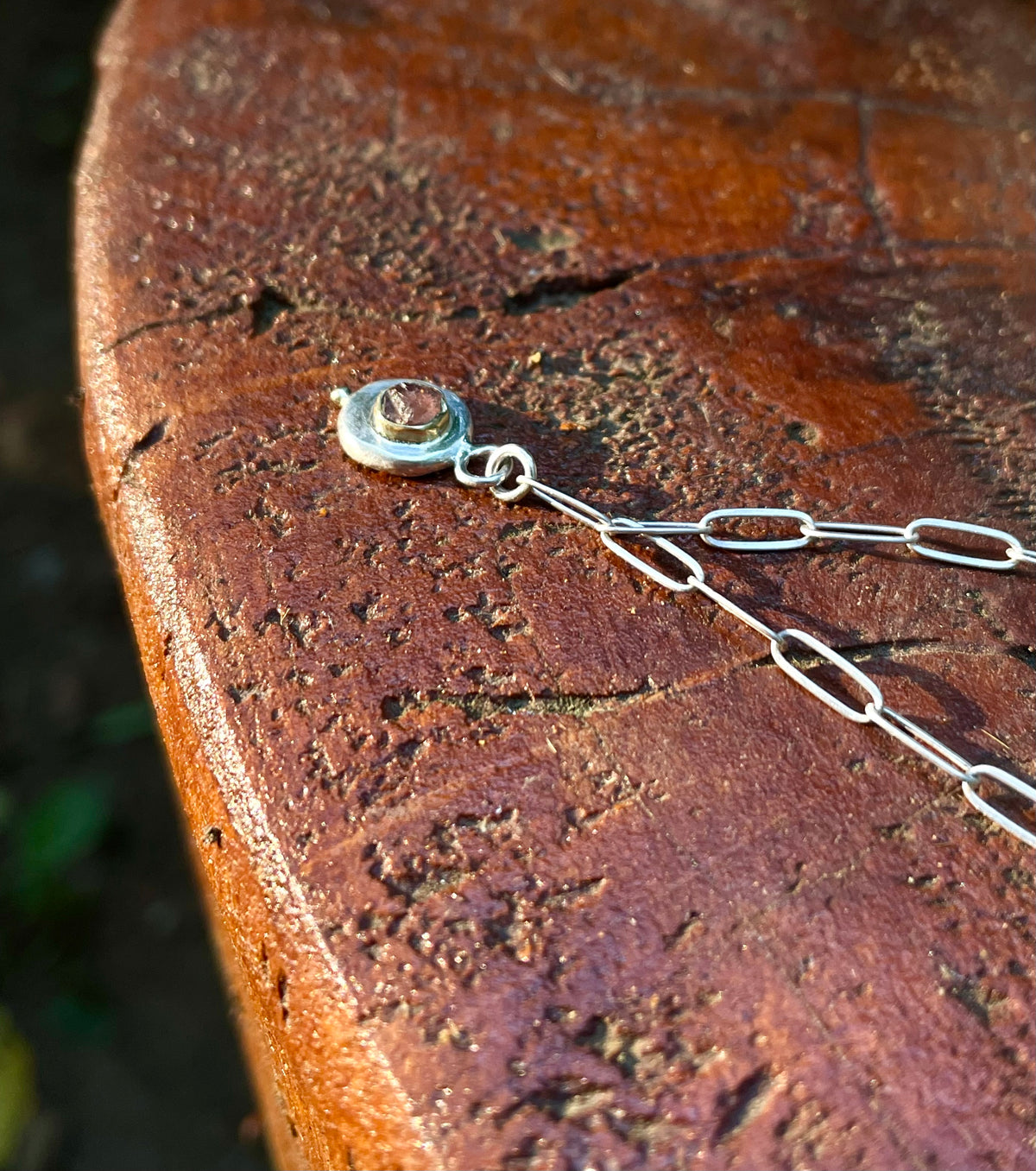 Raw Montana Sapphire Gold and Silver Necklace