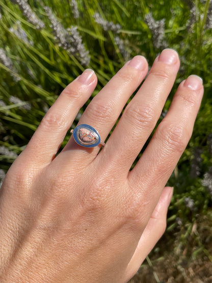 Recycled Mexican Fire Opal Ring size 7.25