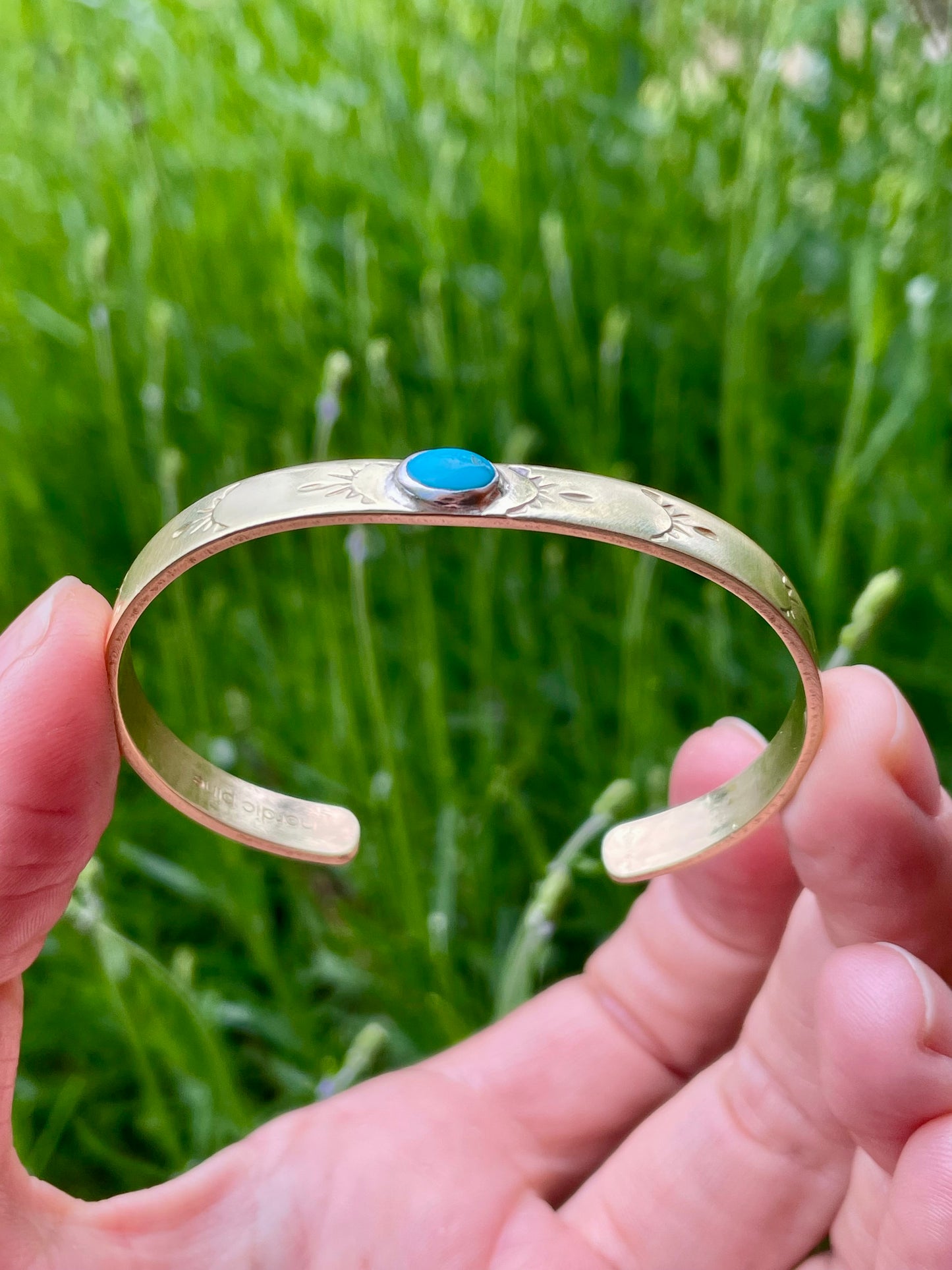 Turquoise Brass Cuff 3