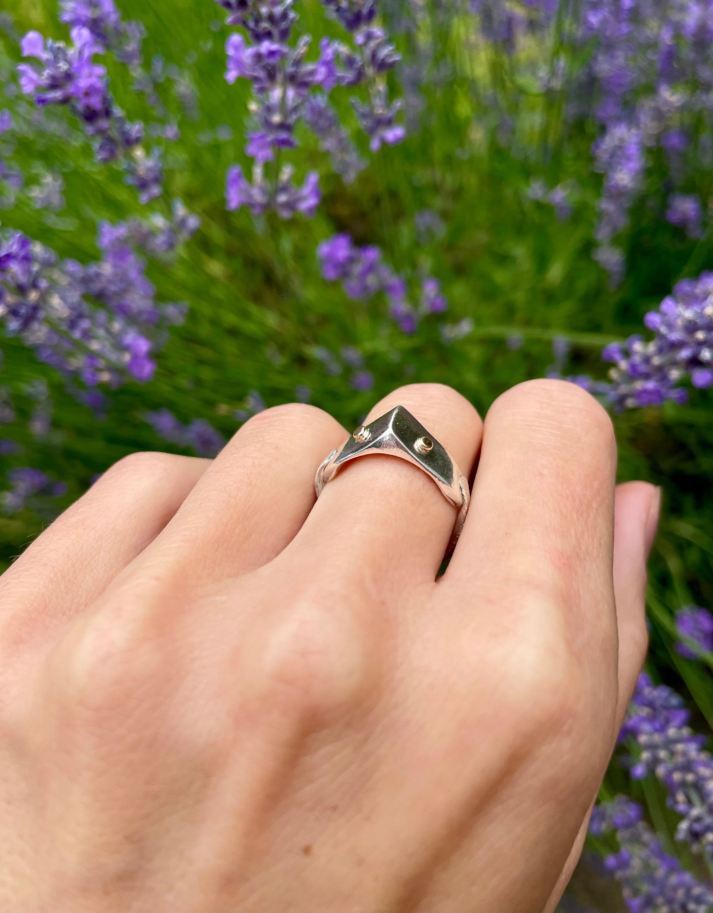 Sterling Silver and Gold detailed ring size 8
