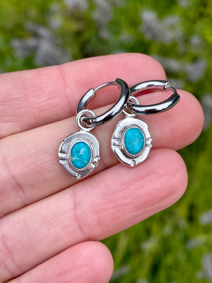 Whitewater turquoise Huggie Hoop Earrings 3