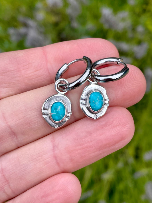 Whitewater turquoise Huggie Hoop Earrings 3