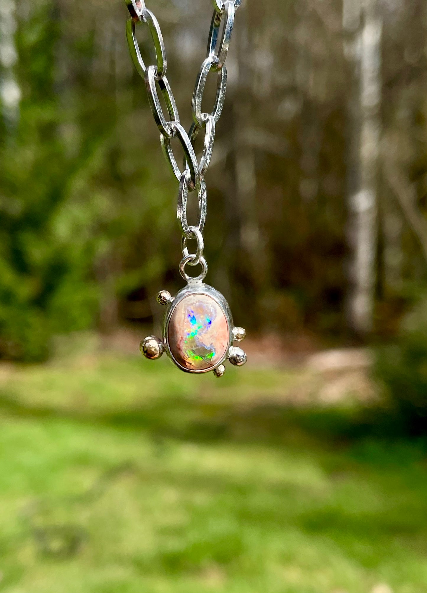 Mexican Fire Opal Chain Necklace 4