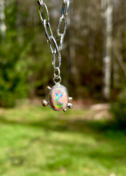 Mexican Fire Opal Chain Necklace 4