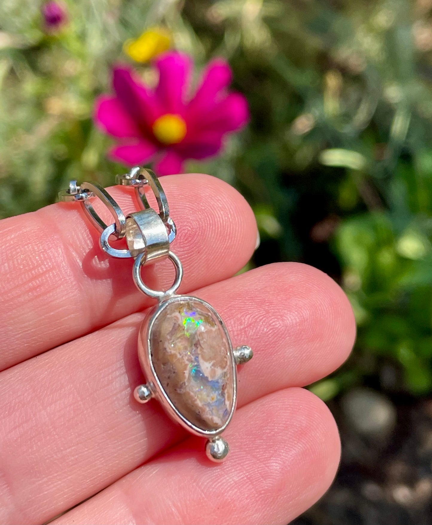 Mexican Fire Opal chain necklace 2