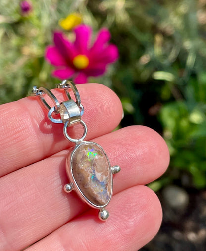 Mexican Fire Opal chain necklace 2