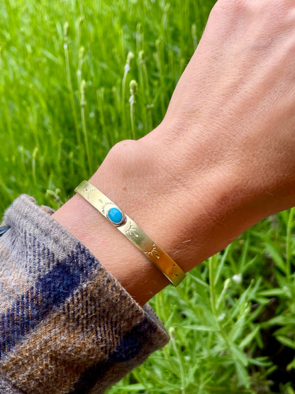 Turquoise Brass Cuff 3