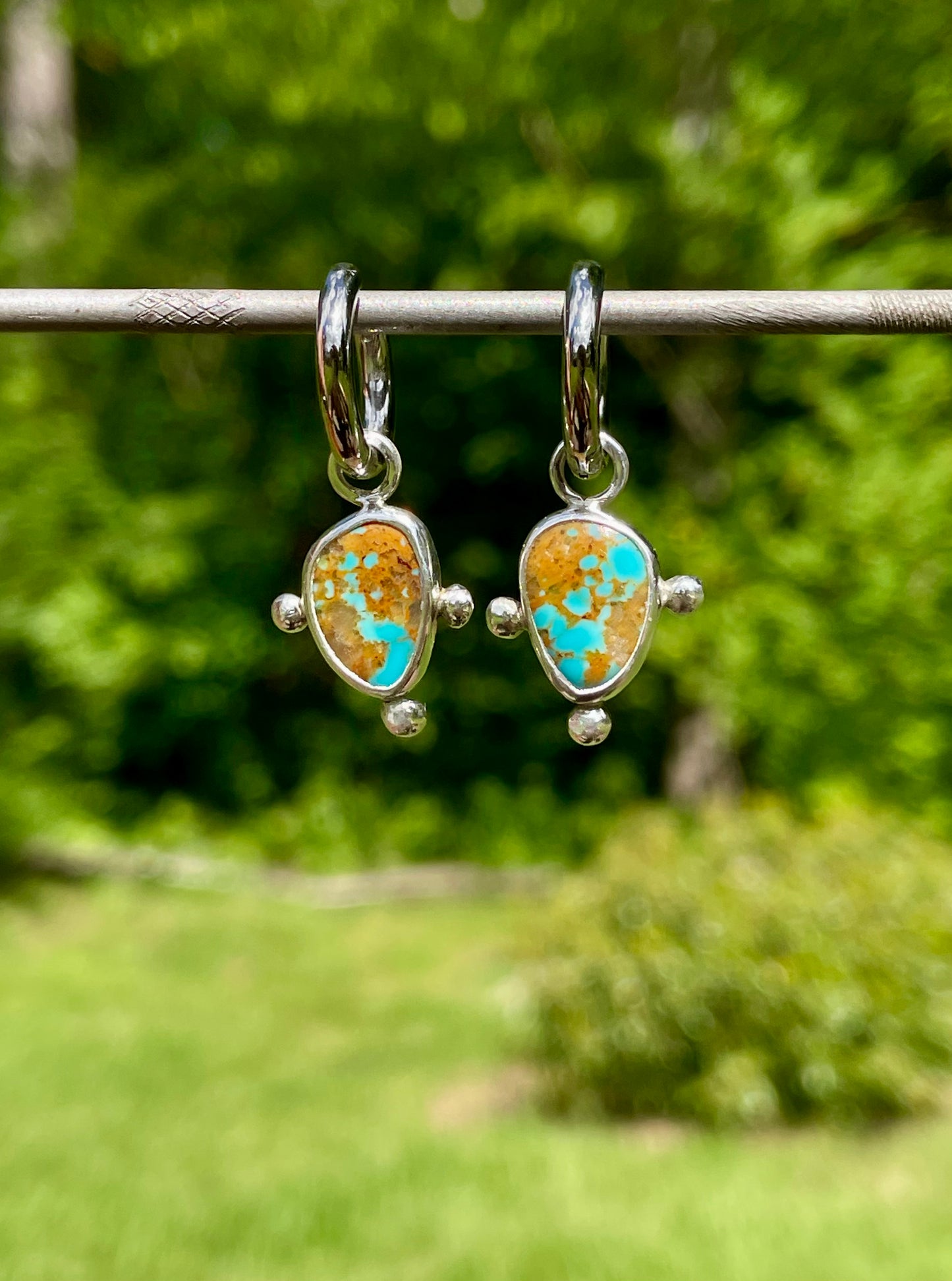 Kingman Turquoise Huggie Hoops