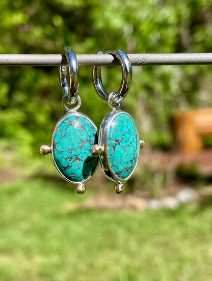 Old stock Turquoise Huggie Hoop