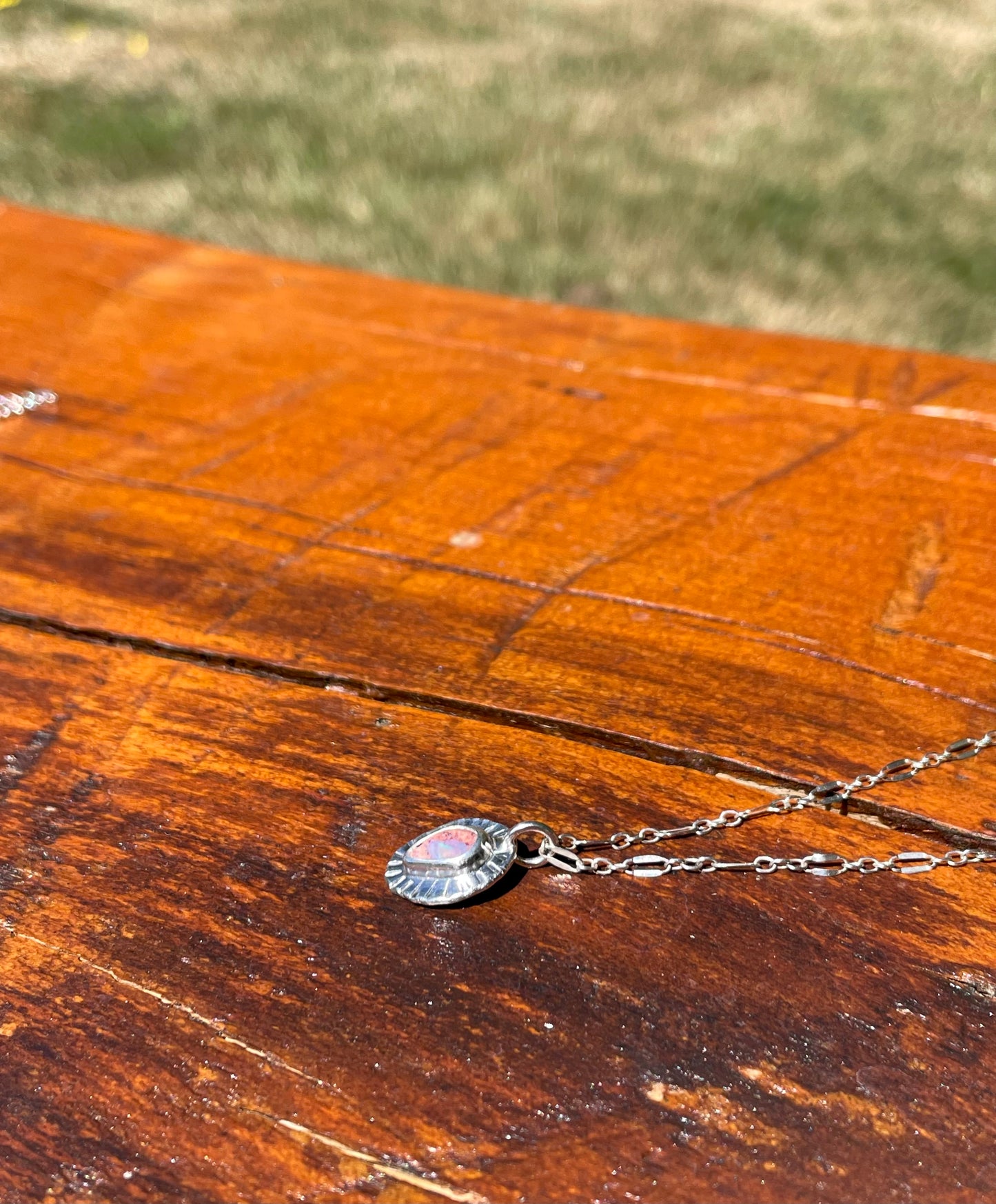 Recycled Mexican Fire Opal necklace 2