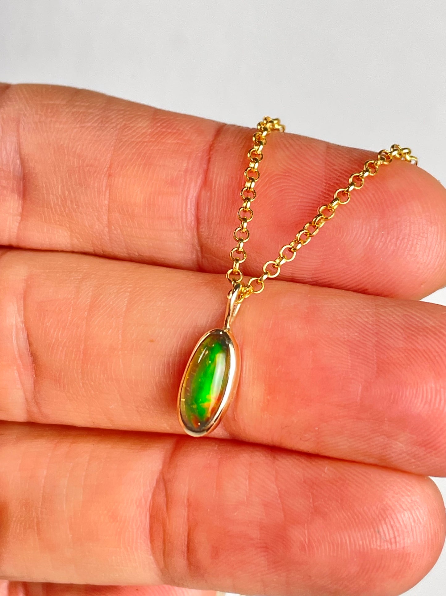 Mexican Fire Opal Pendant in 14k Gold
