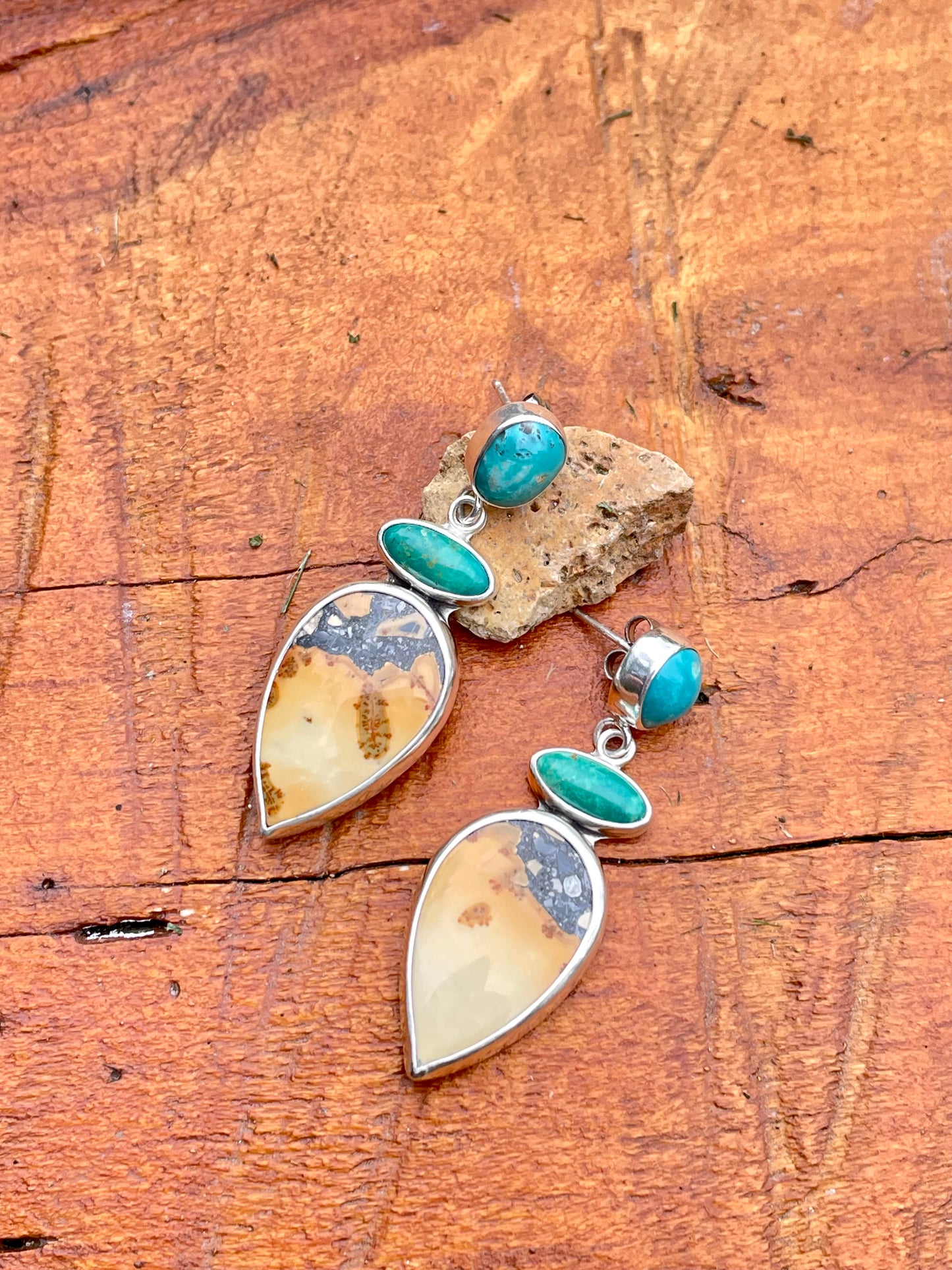 Turquoise and Jasper stud Earrings