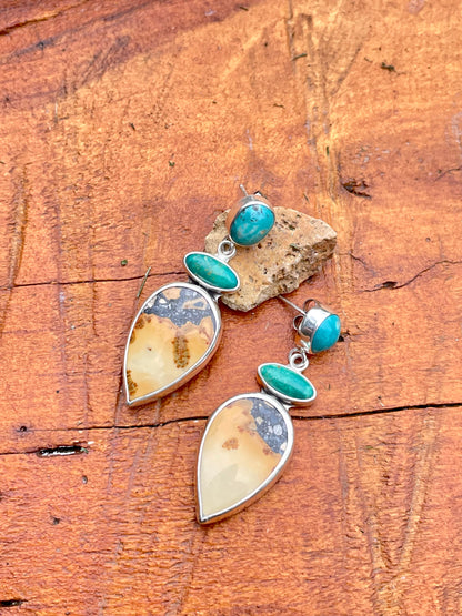 Turquoise and Jasper stud Earrings