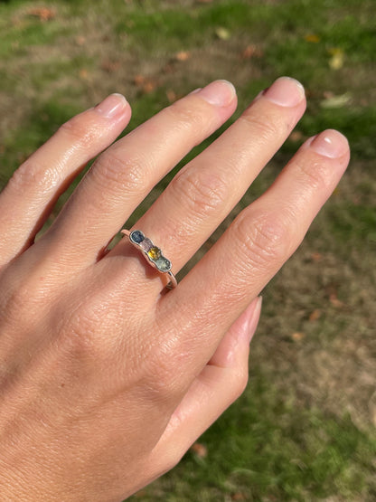 Raw Montana Sapphire Rainbow Ring size 9.5