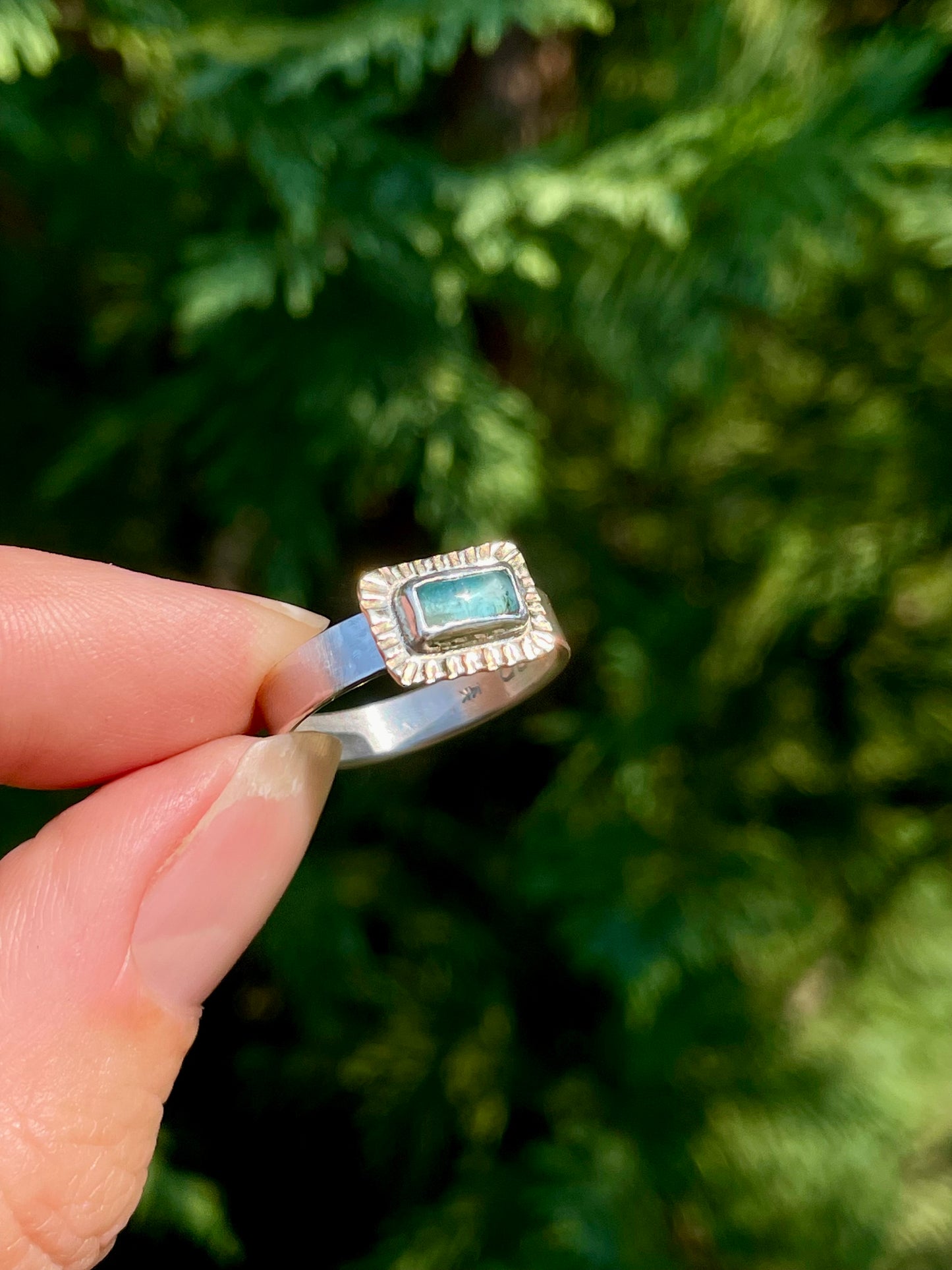 14k Gold and Sterling Tourmaline Ring size 8