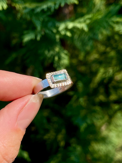 14k Gold and Sterling Tourmaline Ring size 8