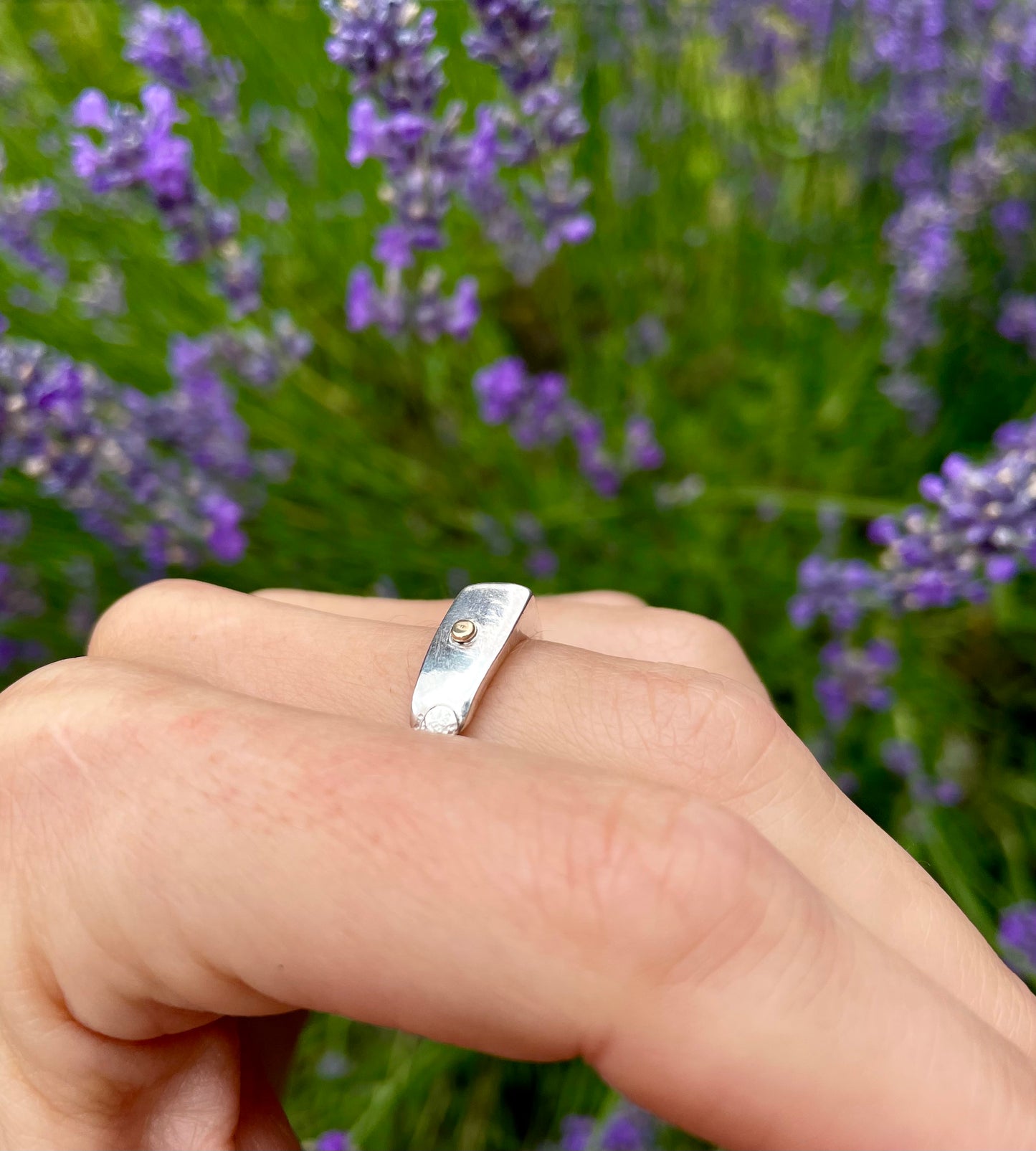 Sterling Silver and Gold detailed ring size 8
