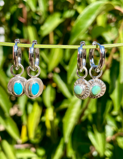 Kingman turquoise Huggie Hoop Earrings