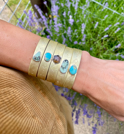 Stamped Brass Cuff with Montana Agate